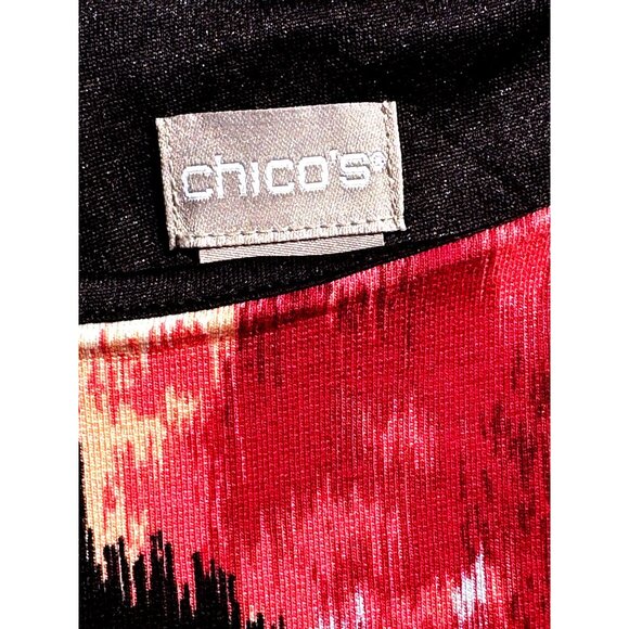 Chicos Artwear Abstract Floral Print Ponte Shift Sheath Dress Bold Elegant Fit 0 - Picture 7 of 11